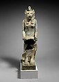 Statue of Wadjet inscribed for Minirdis, son of Panehsy and of Aarwt(?) whose parents are Horwedja and Nitocris, Leaded bronze