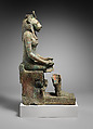Statue of lion-headed Wadjet inscribed for Minirdis, son of Panehsy and of Aarwt(?) whose parents are Horwedja and Nitocris, Leaded bronze