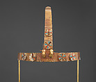 Diadem with a Pair of Gazelle Heads, Gold, carnelian, opaque turquoise glass, decayed crizzled glass