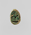 Scarab with the Representation of a Sphinx, Green glazed steatite