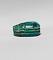 Scarab with Representation of an Enthroned King, Bright green glazed steatite