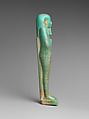 Shabti of the Commander of the Royal Fleet Tjanenhebu, Faience