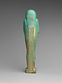 Shabti of the Commander of the Royal Fleet Tjanenhebu, Faience