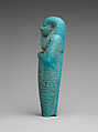 Shabti of the Overseer of the Portal Ahmose, Faience