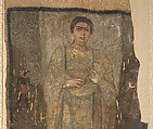 Shroud of a Woman Wearing a Fringed Tunic, Linen, paint (tempera)