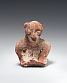 Head and torso of a male figure, Pottery; paint