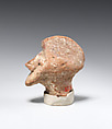 Head from a figurine, Pottery; paint