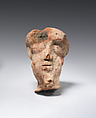 Head from male figure, Pottery, paint
