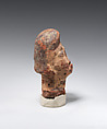 Head from a figurine, Pottery, paint