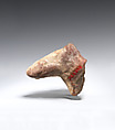 Head from the figure of a camel, Terracotta, white slip