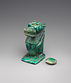 Magical container in the shape of a hippo goddess, Glazed steatite