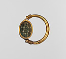 Scarab Finger Ring Inscribed for Auserre (Apophis), Gold, glazed steatite