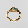 Scarab Finger Ring Inscribed for Auserre (Apophis), Gold, glazed steatite