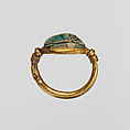 Scarab Finger Ring Inscribed for Auserre (Apophis), Gold, glazed steatite