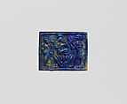 Plaque with Harpokrates (or similar) on a lotus, Ptah and Re-Harakhty(?), Lapis Lazuli