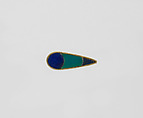 Drop pendant, Gold inlaid with lapis lazuli and turquoise