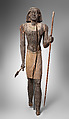 Standing Statue of Mitry with flaring wig, Acacia, paint, gesso
