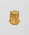 Bead, Hathor head, Gold
