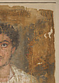 Fragmentary Shroud with a Bearded Young Man, Linen, tempera paint