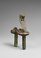 Figure of a rearing cobra with feline head, Leaded bronze