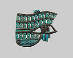 <em>Wedjat</em> eye amulet with baboons, Faience