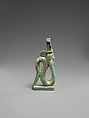 Amulet of a rearing cobra with a Hathor-emblem head, Faience