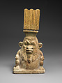 Lidded container in the shape of a Bes-image, Faience