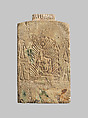 Pectoral depicting Isis nursing infant Horus in the marsh surrounded by protective genii, stone, glazed?