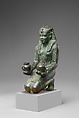 Kneeling statuette of King Amasis, Bronze, precious metal inlay and leaf