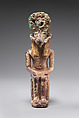 Seated ram-headed god, possibly Amun-Re, Faience, cupreous metal (headdress)