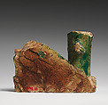 Fragmenary statuette of kneeling King Shabaqo, Glazed steatite, paint
