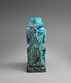 Statuette of a king united with a falcon, Faience