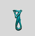 Amulet in the form of a serpent decan with raised arms, Faience