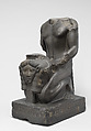 Kneeling statue of Amenemopetemhat holding the Hathor emblem, Metagraywacke
