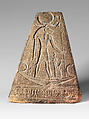 Pyramidion depicting Meryamunramessu worshipping Amun-Re-Harakhty, Osiris, and other deities, Limestone, paint
