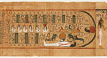 <em>Amduat</em> ("What is in the Netherworld") papyrus inscribed for Gautsoshen, Papyrus, ink, paing