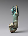 Figurine of a kneeling god, probably Shu, faience