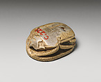 Scarab Depicting Ramesses II Smiting a Captive Before the God Ptah, Glazed steatite