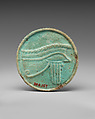 Head of Bes and Sacred eye Amulet, Light green faience