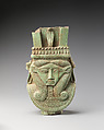 Sistrum fragment in the shape of a Hathor head, Green faience