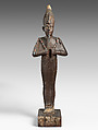 Statue of Osiris, Ruler of Eternity, Wood, jasper, obsidian, bone, clinochlore, Egyptian blue, probably modern glass and blue inlays