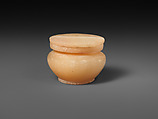 Kohl jar with a separate neck and lid, Travertine (Egyptian alabaster)
