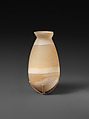 Bag-shaped jar with ridged neck, Travertine (Egyptian alabaster)