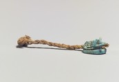 Hedgehog Amulet on a String, Glazed steatite, linen string