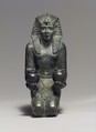 Kneeling statuette of King Amasis, Bronze, precious metal inlay and leaf