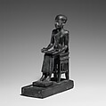 Statue of Seated Imhotep, Cupreous metal, precious metal inlay