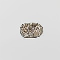 Scarab with the Name of Amenemhat III and a Hippopotamus Hunt, Glazed steatite