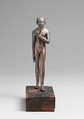 Statuette of the Child Amenemhab, Bronze, separate silver lotus, wood base with pigmented inlays
