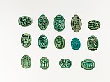 Scarab Inscribed for the "Female Horus, Wosretkau", Steatite (glazed)