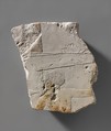 Fragment from a battle scene depicting a foreigner throwing a spear and holding a distinctive shield, Limestone, paint